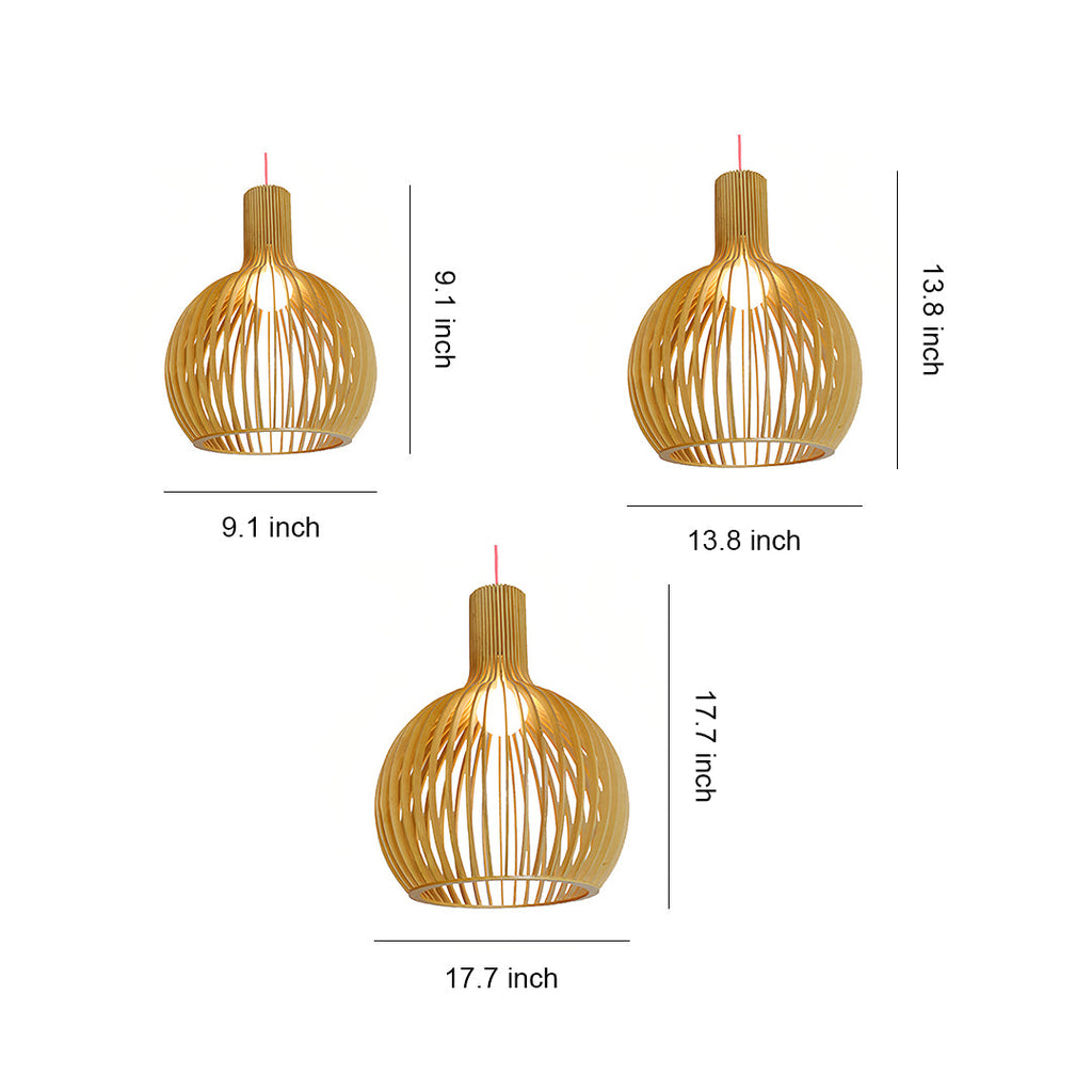 Bird Cage Pendant Light Japanese Basswood Body Wooden Ceiling Light