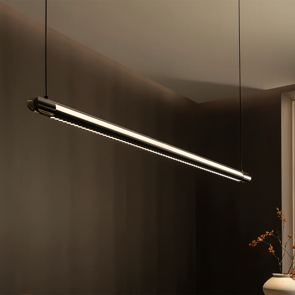 Black Linear Suspension Light Minimalist Island Ceiling Light