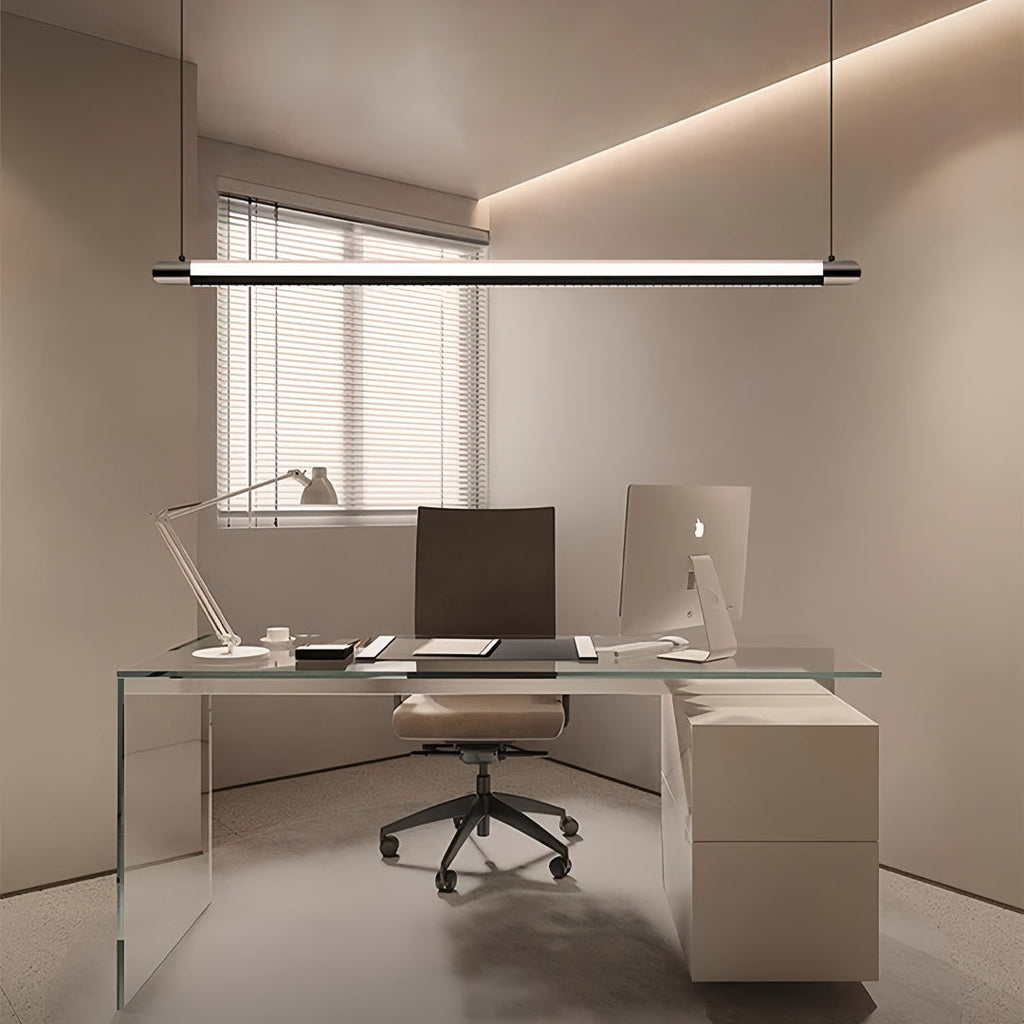 Black Linear Suspension Light Minimalist Island Ceiling Light