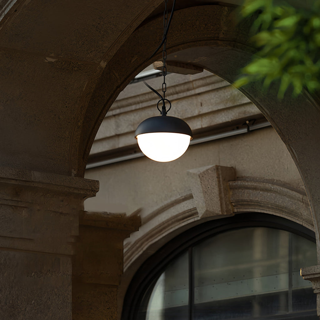 Black Outdoor Pendant Light Waterproof Terrace Ceiling Light