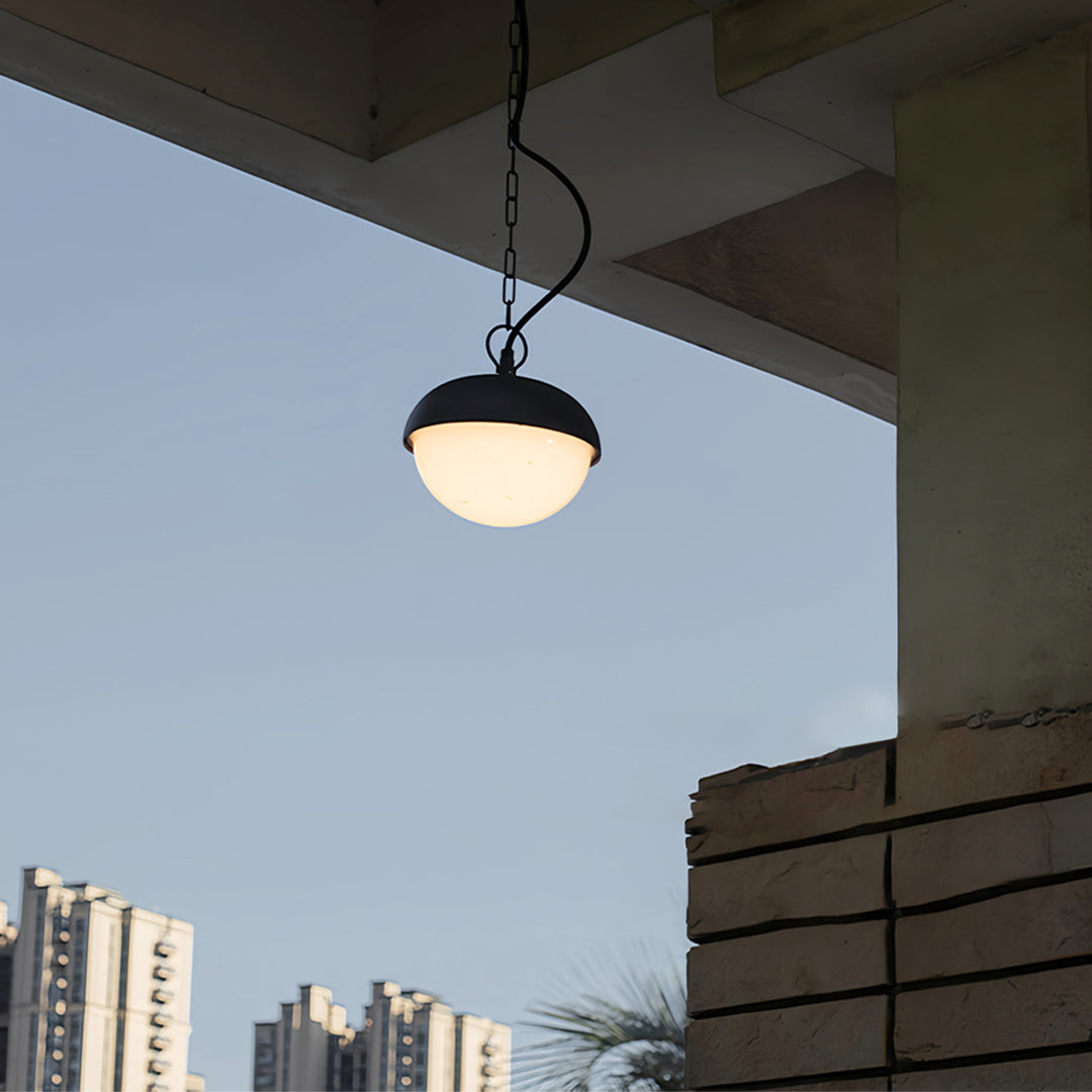 Black Outdoor Pendant Light Waterproof Terrace Ceiling Light