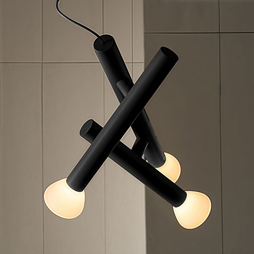 Black Small Pendant Light Cylindrical Design Ceiling Light