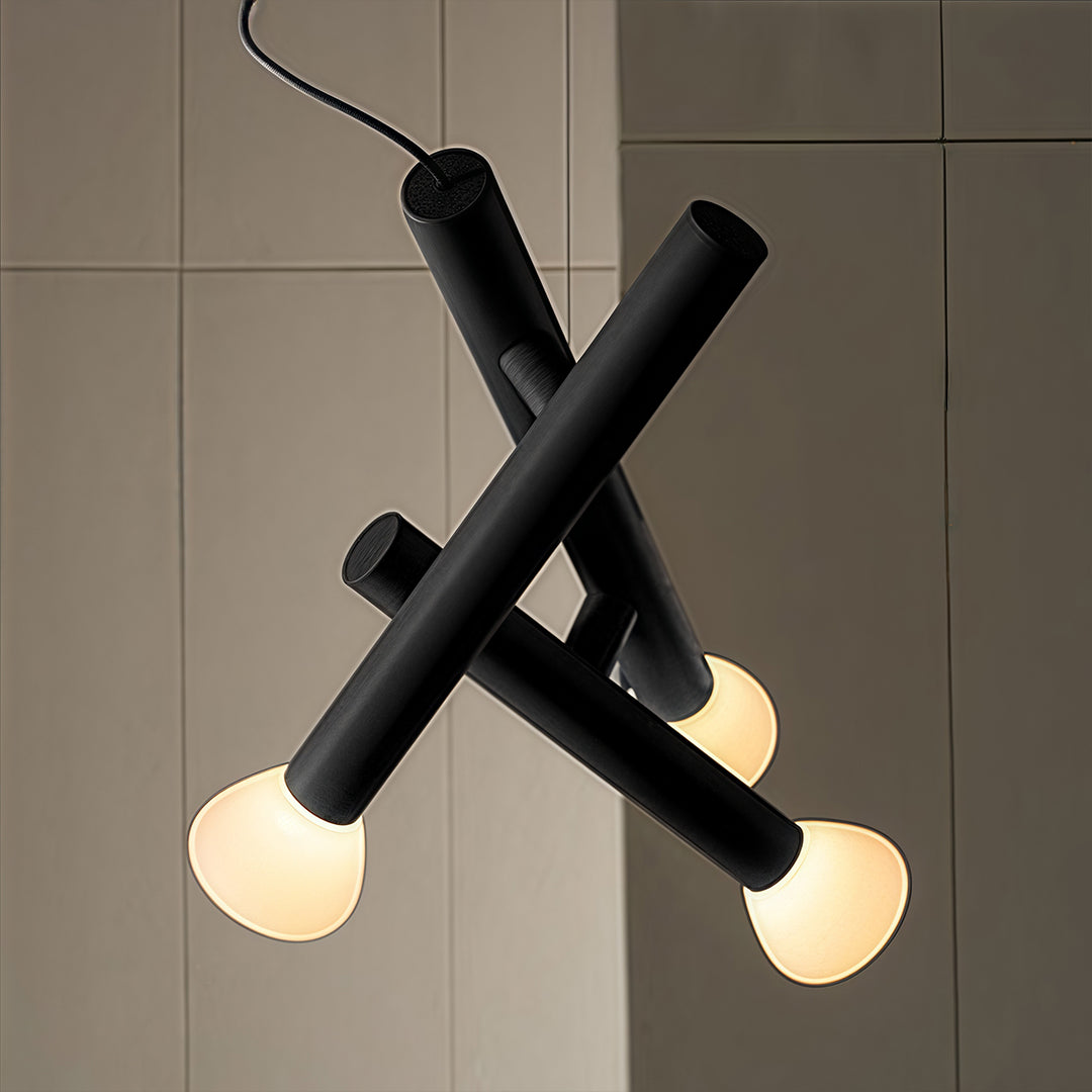 Black Small Pendant Light Cylindrical Design Ceiling Light