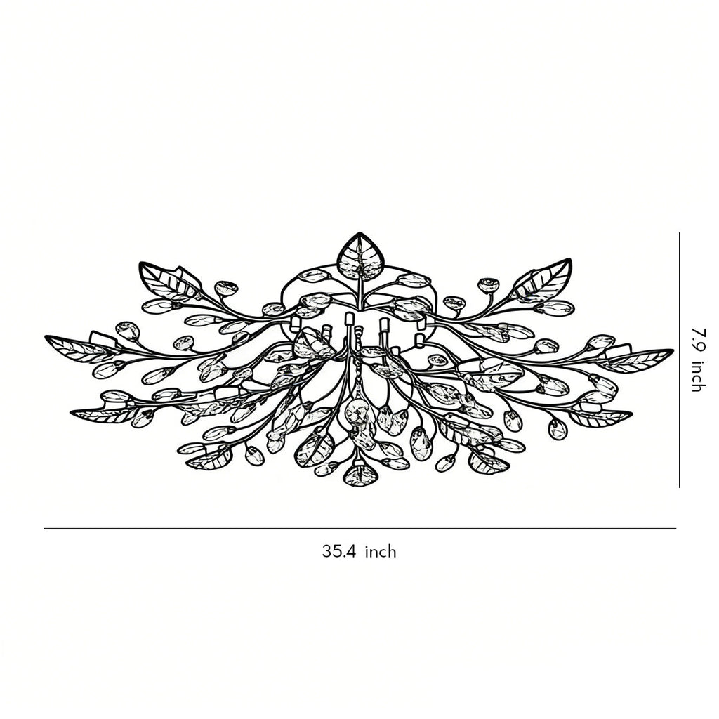Brass Branch Chandelier Modern Crystal Leaf Ceiling Light