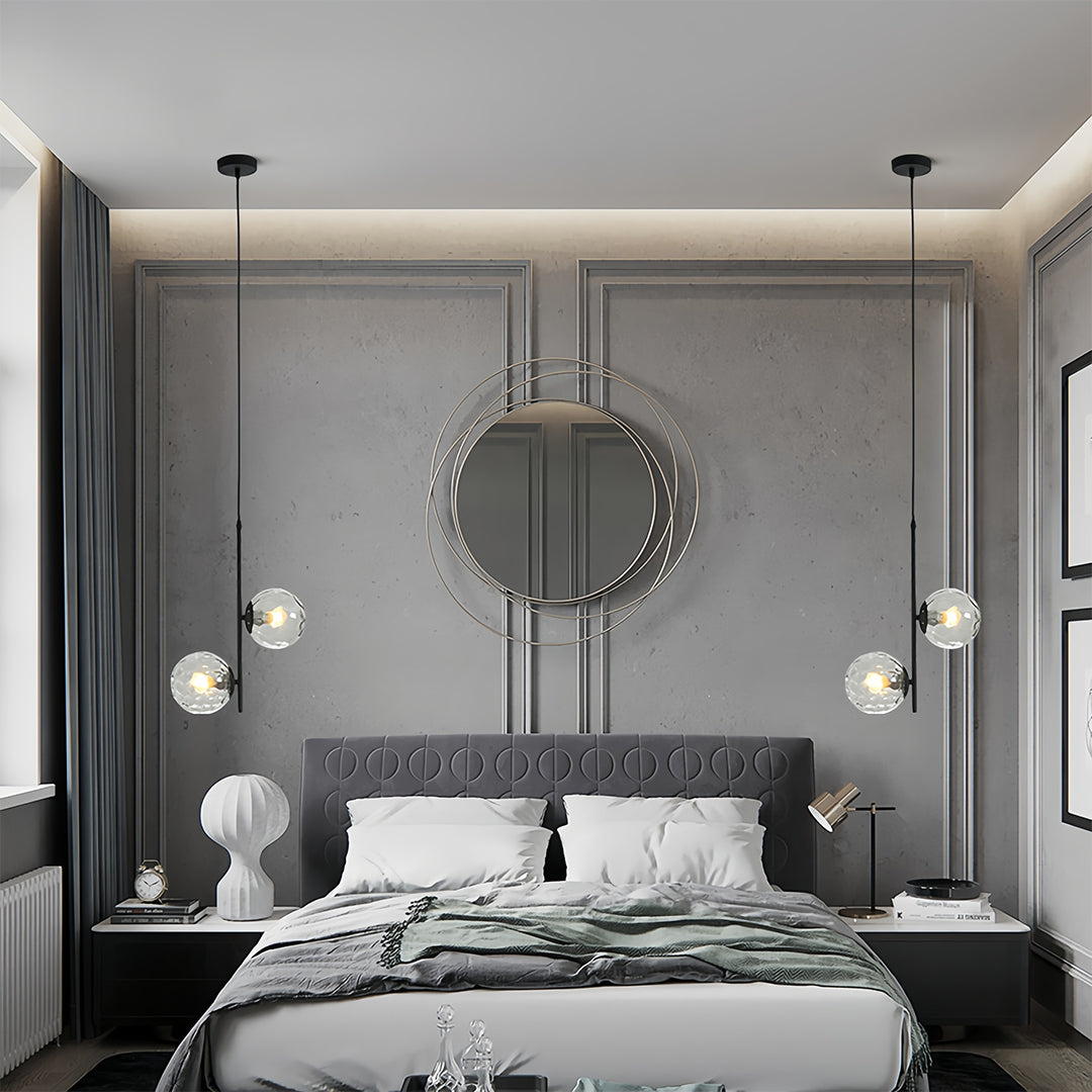 Glass Hanging Pendant Lights Minimalist Double Globes Ceiling Light