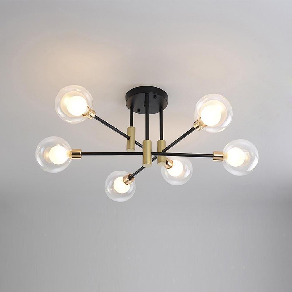 Modern Metal Glass Flush Mount Sputnik Light LED Bedroom Ceiling Lights