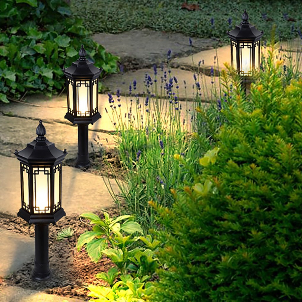 Traditional Asian-Inspired LED Pathway Lights Rhombus Shape for Villa Gardens
