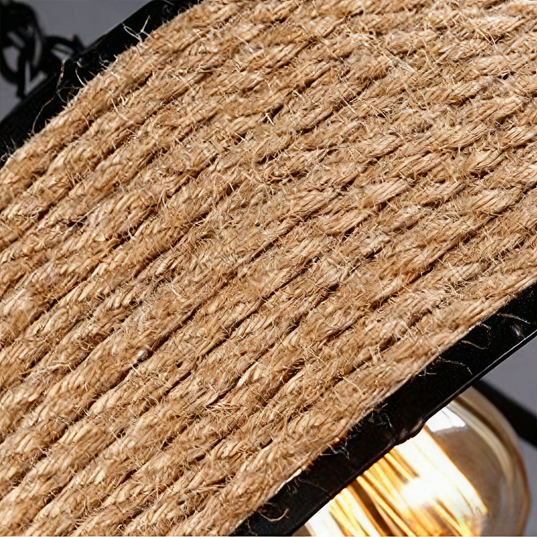Circular Pendant Light Hemp Rope Iron Art Creative Ceiling Light