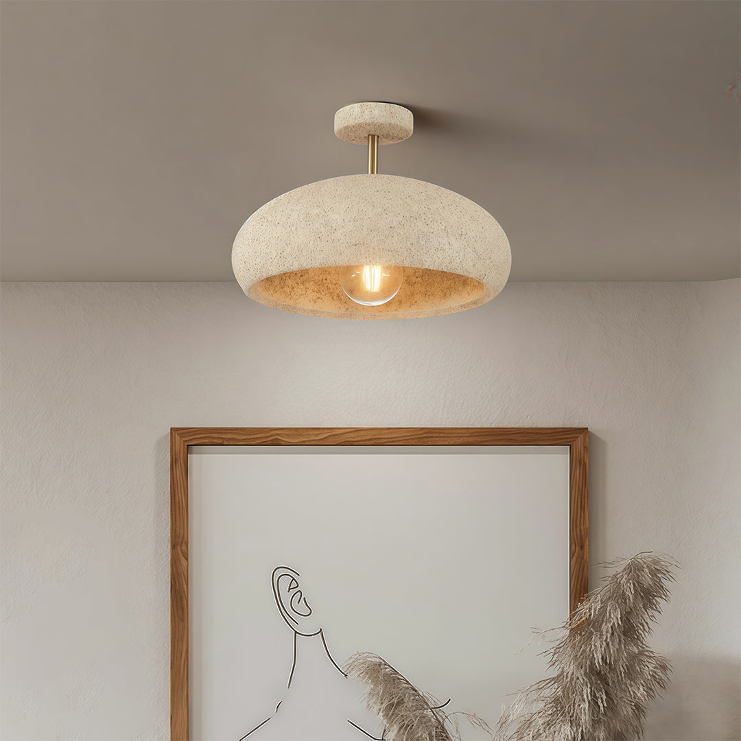White Semi Flush Ceiling Lights Wabi-Sabi Ambient Ceiling Lamp