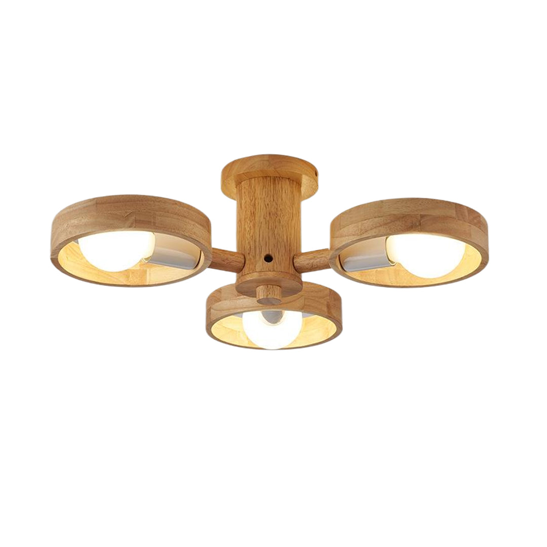 Wooden Chandeliers Nordic Style Creative LED Chandelier Made of Rubberwood