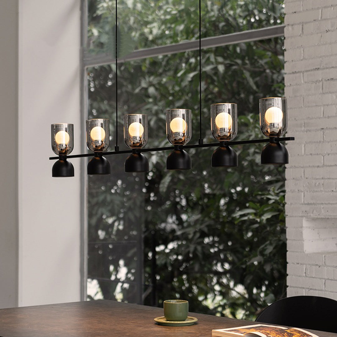 Glass Pendant Chandel Metal Adjustable Ceiling Light