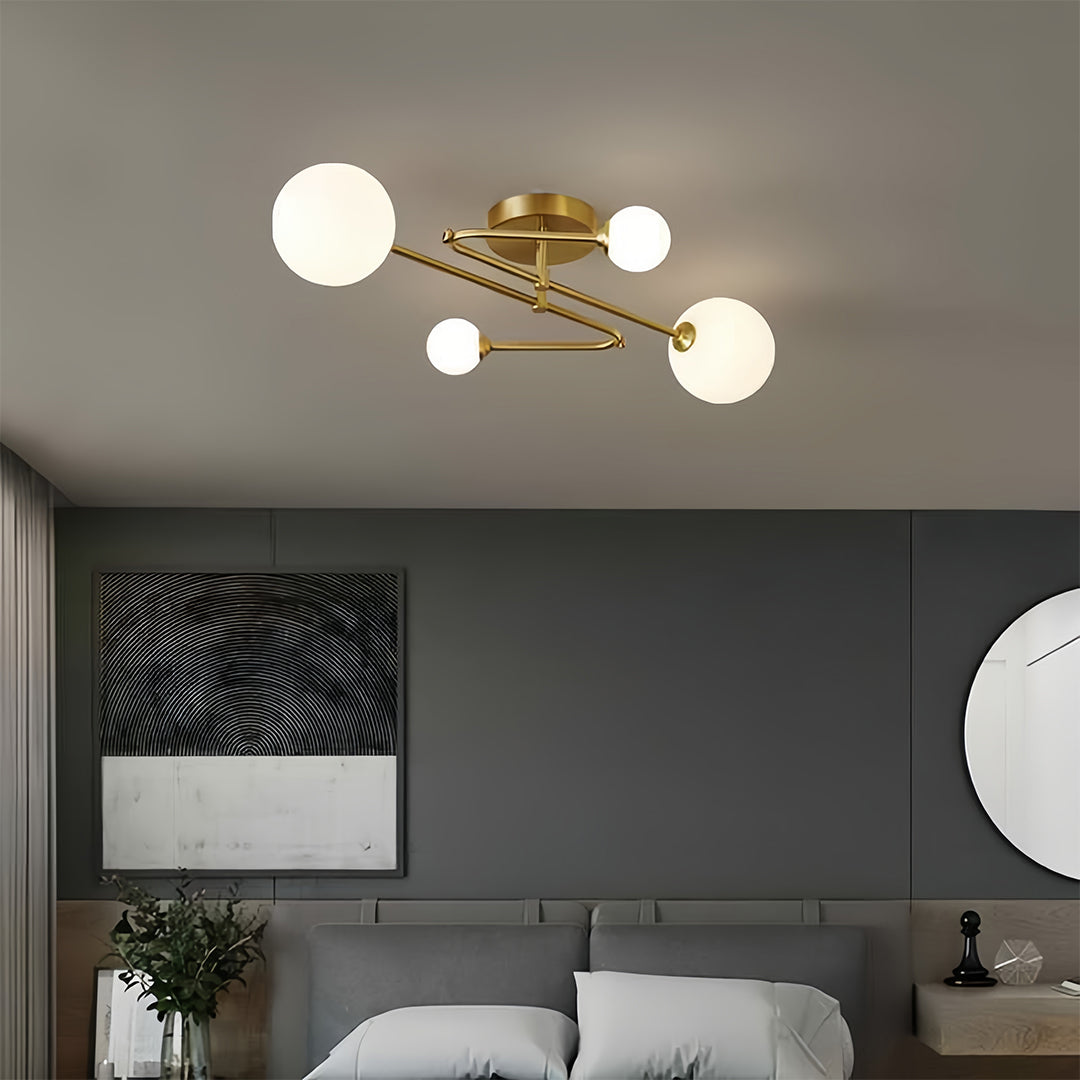 Gold Semi Flush Mount Light Nordic Style Magic Bean Ceiling Light