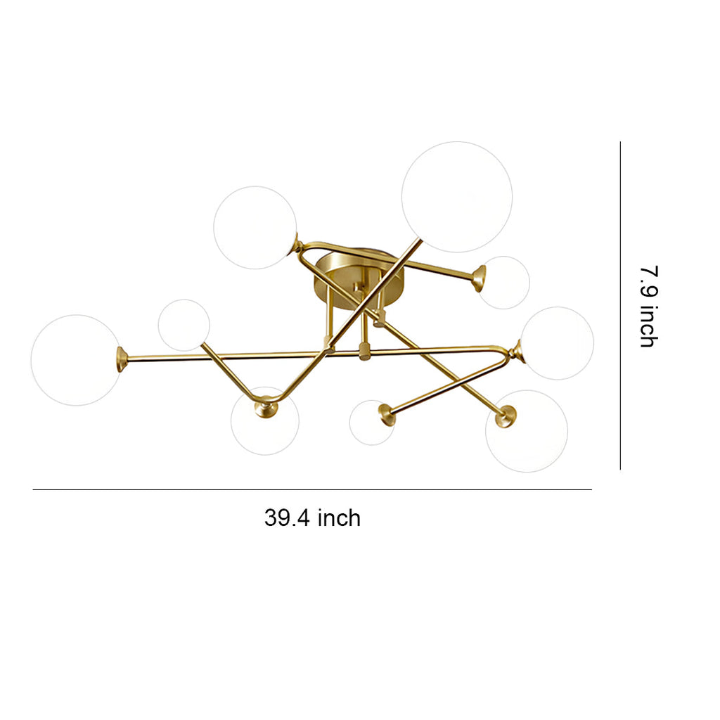 Gold Semi Flush Mount Light Nordic Style Magic Bean Ceiling Light