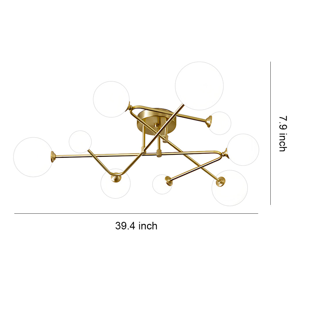 Gold Semi Flush Mount Light Nordic Style Magic Bean Ceiling Light