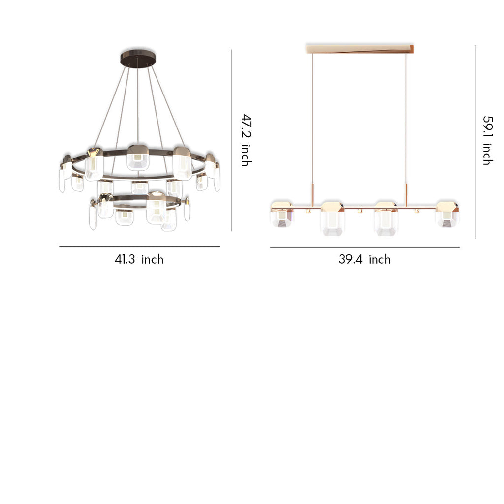 Italian Crystal Chandelier Minimalist Metal Ceiling Light
