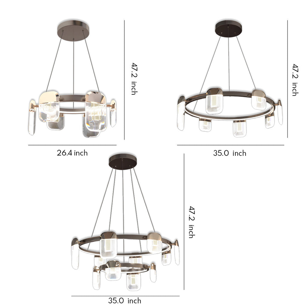 Italian Crystal Chandelier Minimalist Metal Ceiling Light