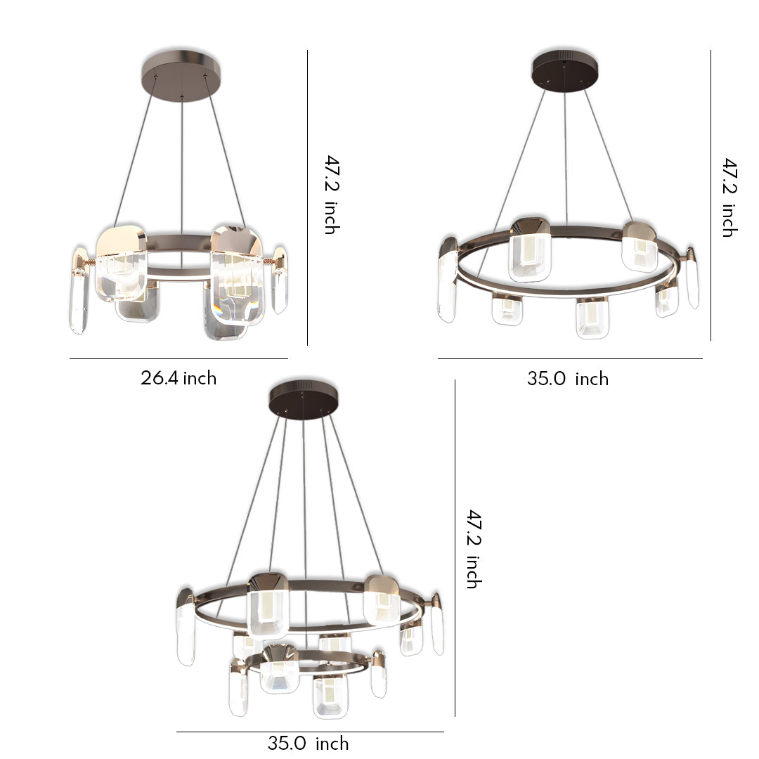 Italian Crystal Chandelier Minimalist Metal Ceiling Light
