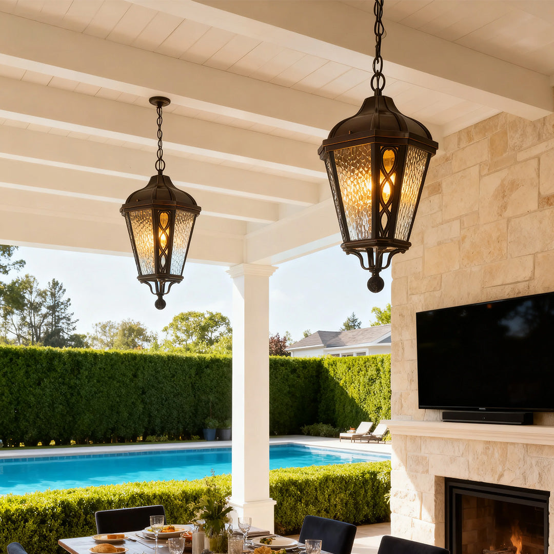 Black Pendant Light Outdoor Waterproof Adjustable Ceiling Lights