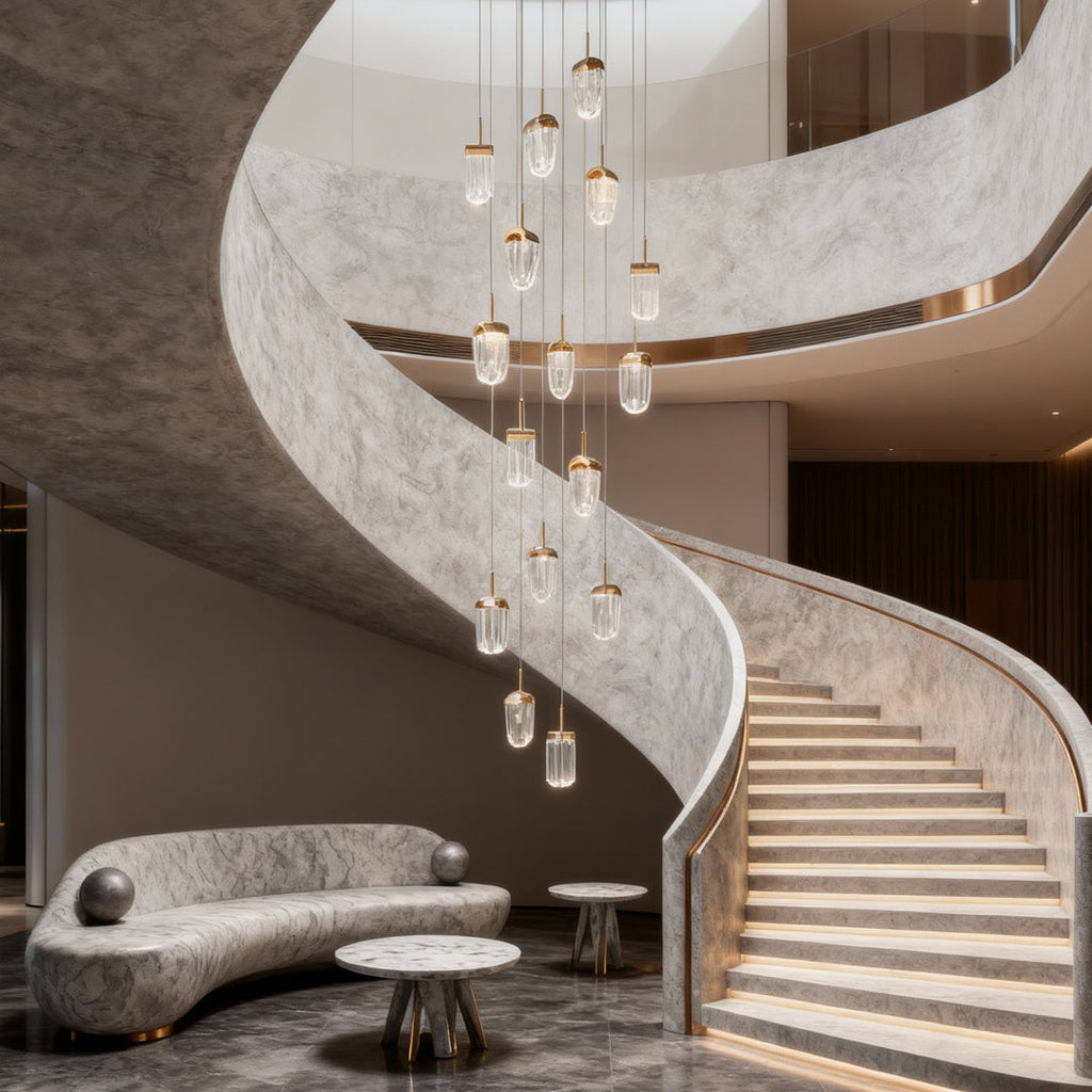 Gold Staircase Chandelier Modern Creative Luxury Ceiling Light