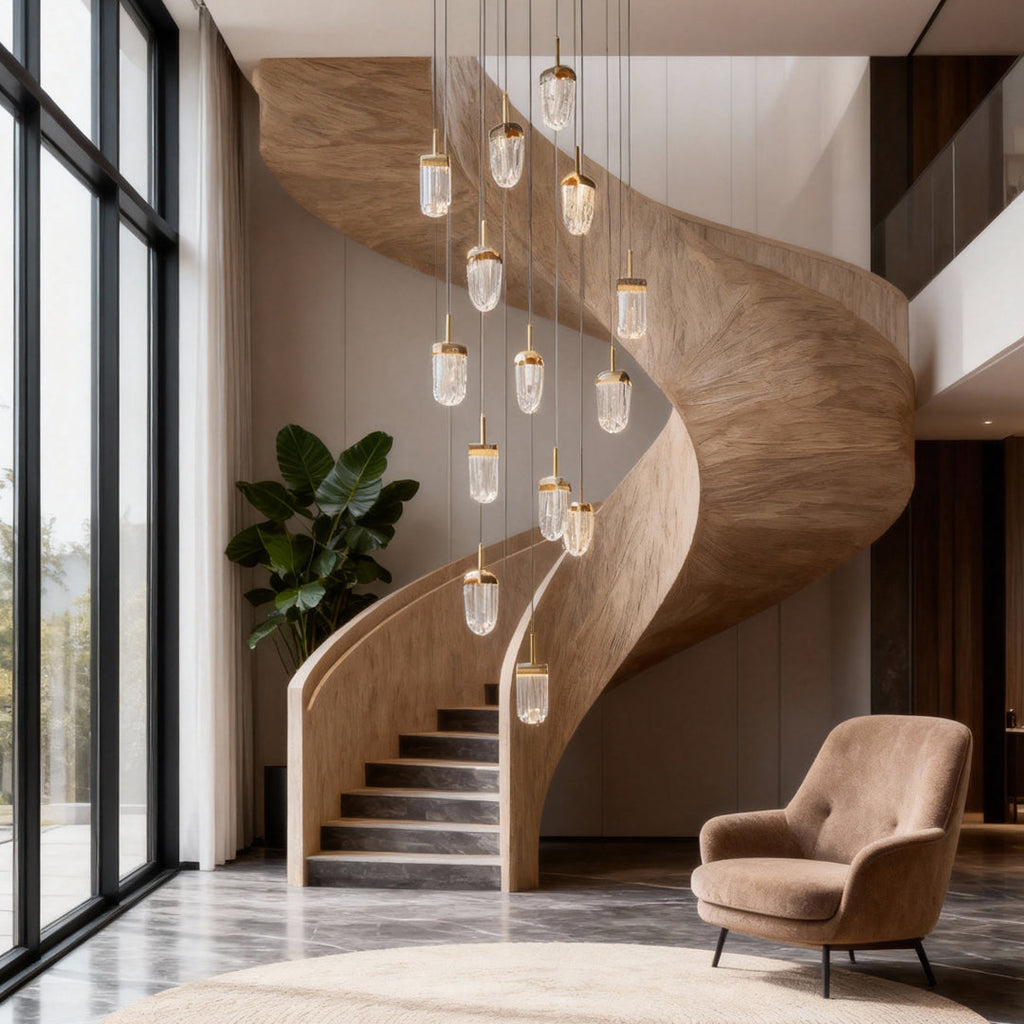 Gold Staircase Chandelier Modern Creative Luxury Ceiling Light