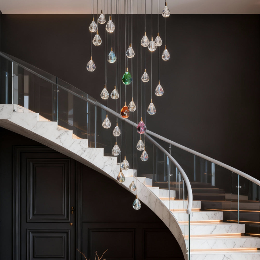 Crystal Chandelier for Staircase Luxury LED Ceiling Light