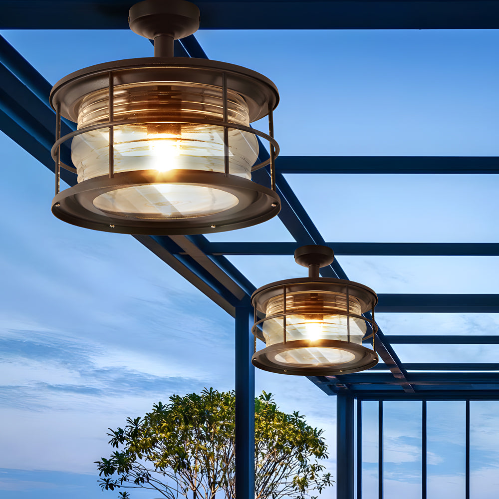 Balcony Coastal Semi Flush Mount Ceiling Light Wrought Iron Ceiling Lighting