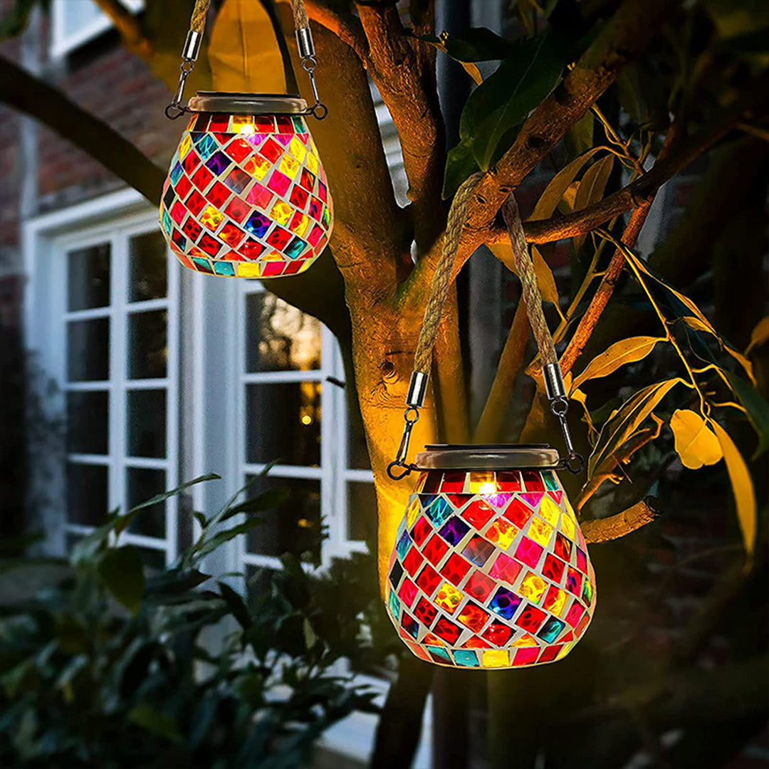 Colored Landscape Lights Solar Glass Mosaic Cup Lamp