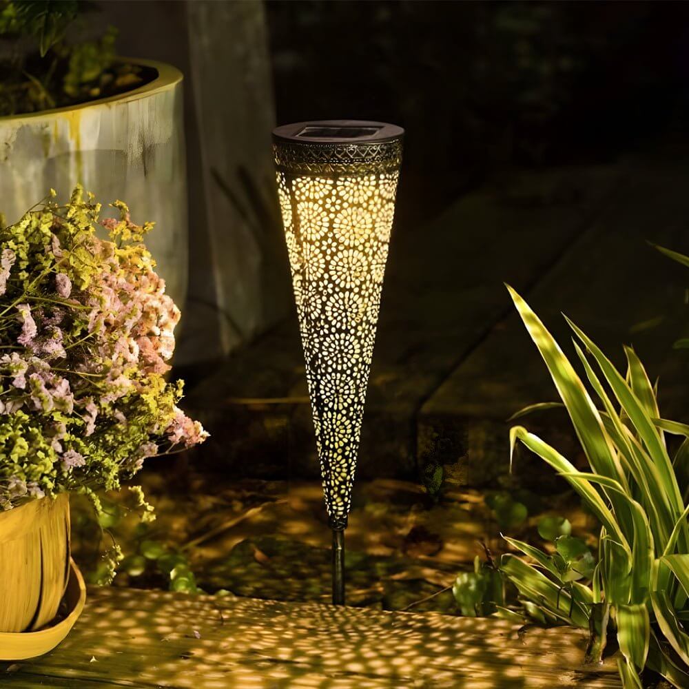 Decorative Solar-Powered Garden Stake Lights 2 Pack with Floral Patterns