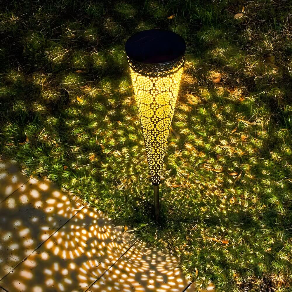 Decorative Solar-Powered Garden Stake Lights 2 Pack with Floral Patterns
