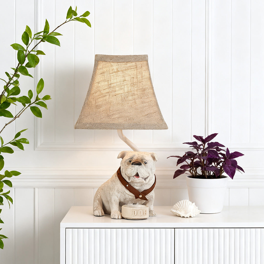 Dog Table Lamps Mid-Century Decorative Elegant White Resin Light