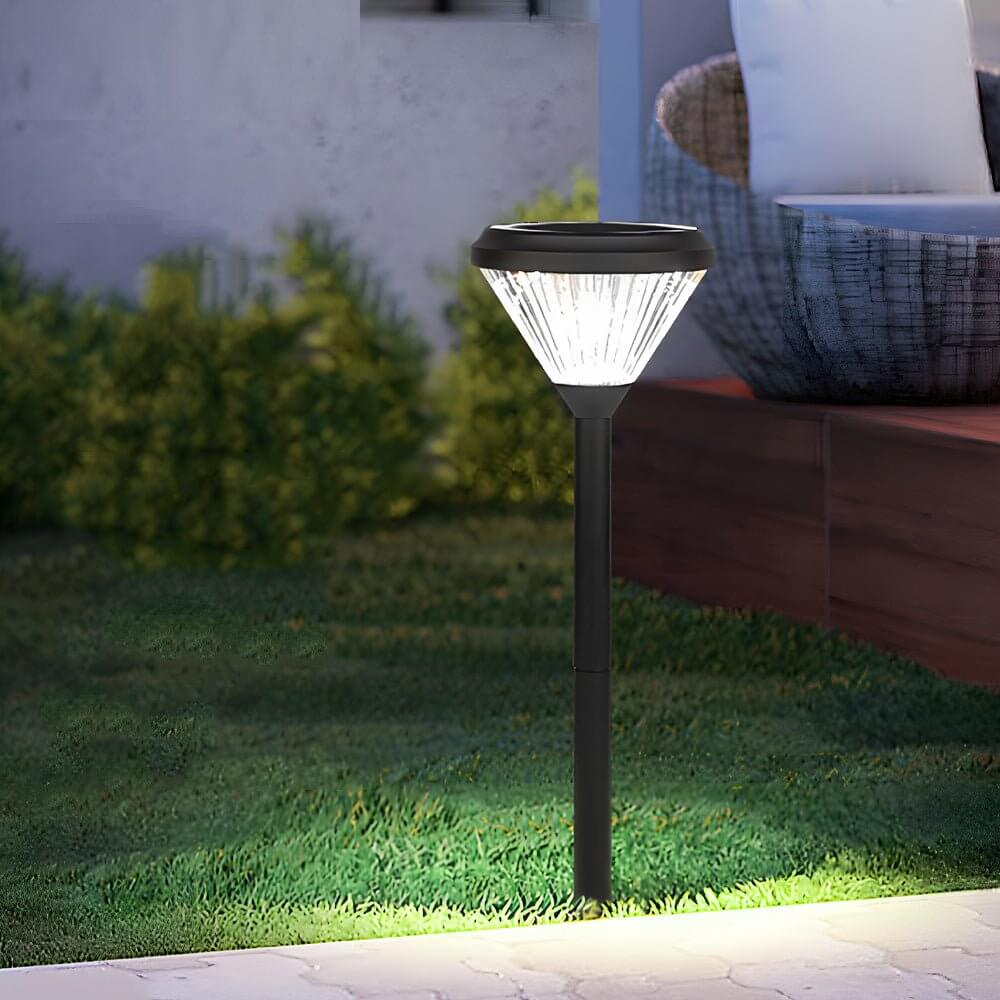 Deluxe Black Solar LED Garden Pathway Lights - Diamond Trim Design 27.6-Inch