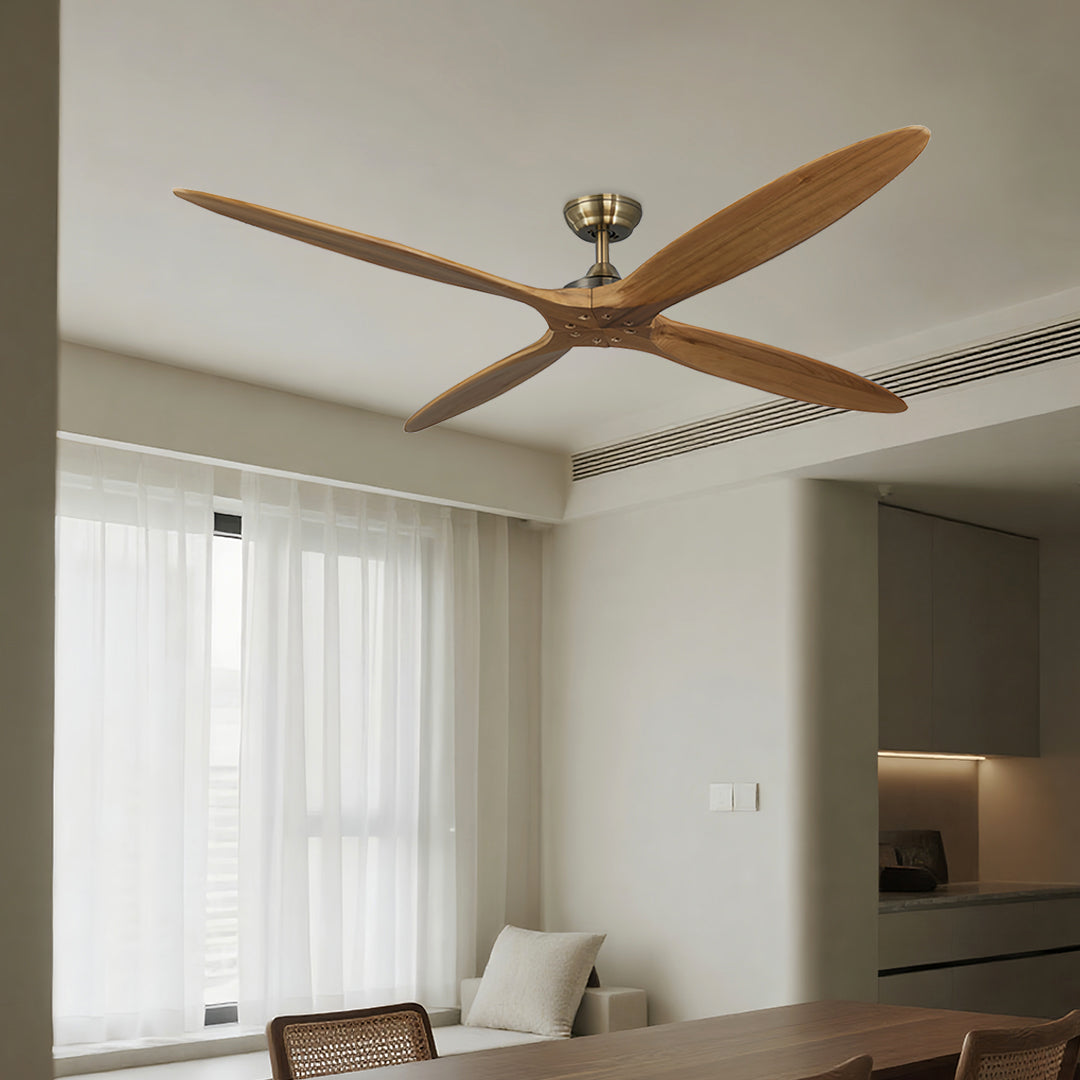 Remote Controlled Ceiling Fan Modern Style Large Wood Propeller Fan