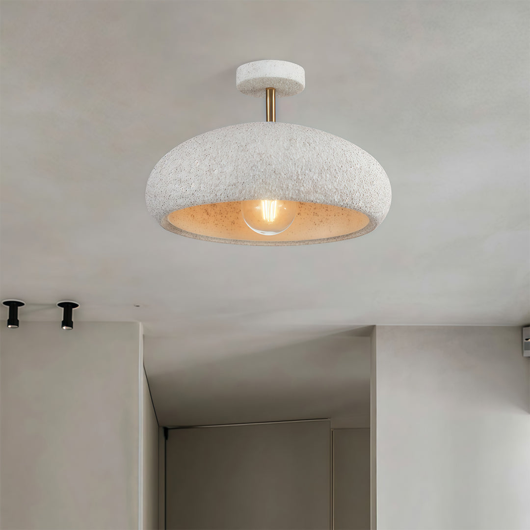 White Semi Flush Ceiling Lights Wabi-Sabi Ambient Ceiling Lamp