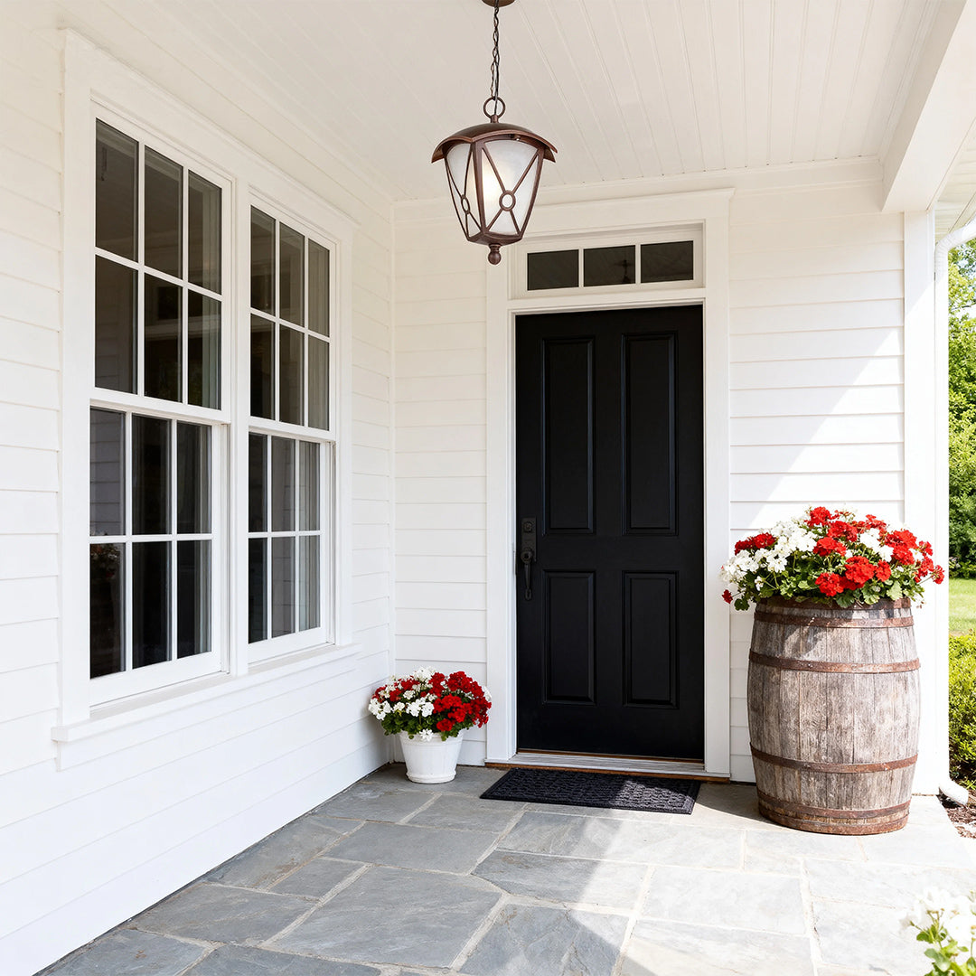 Outdoor LED Pendant Lights Black Metal Waterproof Ceiling Lights