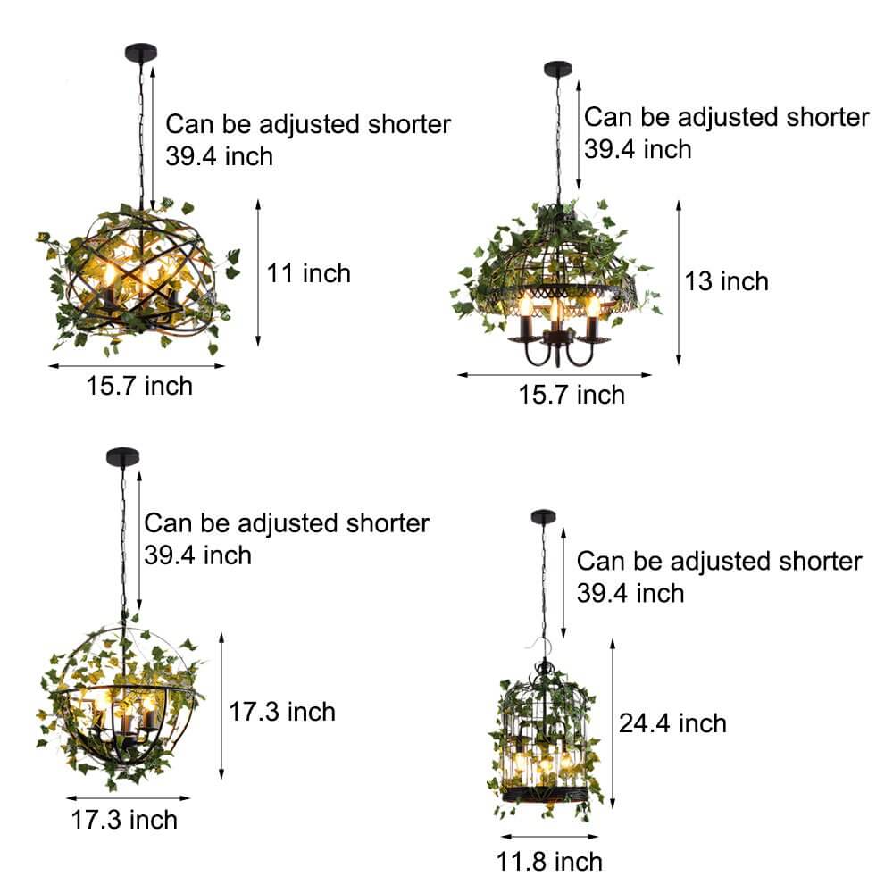 Enchanted Forest-inspired Iron Cage Pendant Light with Vines