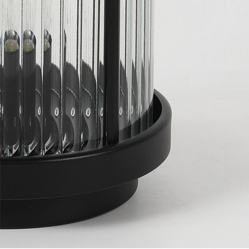 Striped Glass Cylindrical Waterproof Portable Solar Outdoor Lanterns