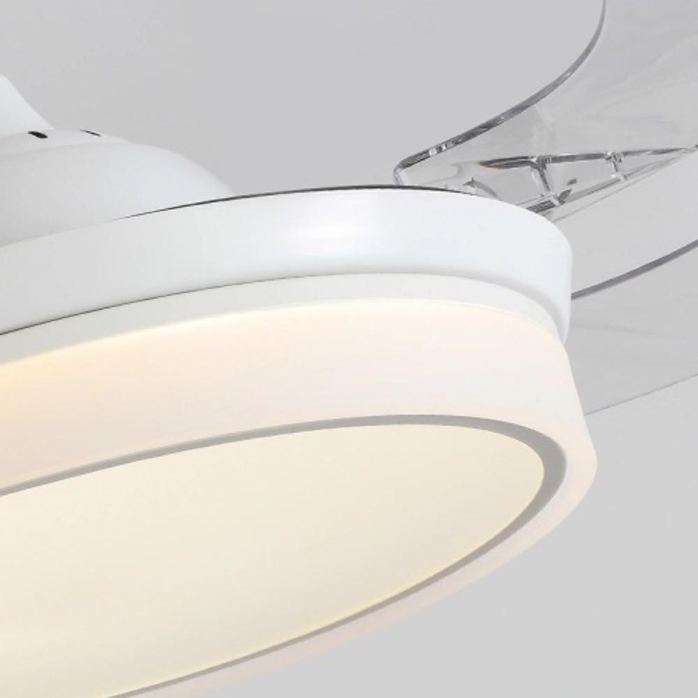15/19 23-In LED 4 Blades White Retractable Ceiling Fan with Light