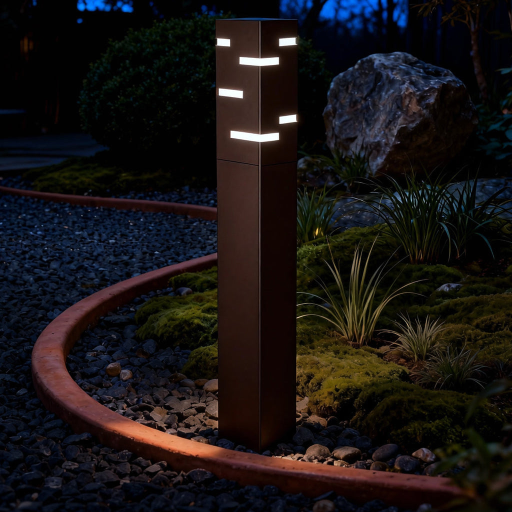 Black LED Bollard Lights Outdoor Waterproof Ambience Decor Lamp