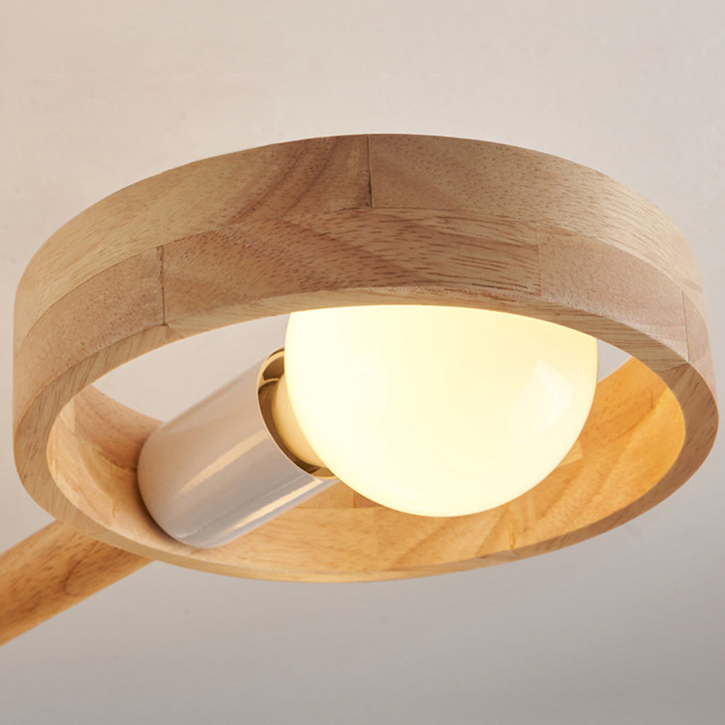 Wooden Chandeliers Nordic Style Creative LED Chandelier Made of Rubberwood