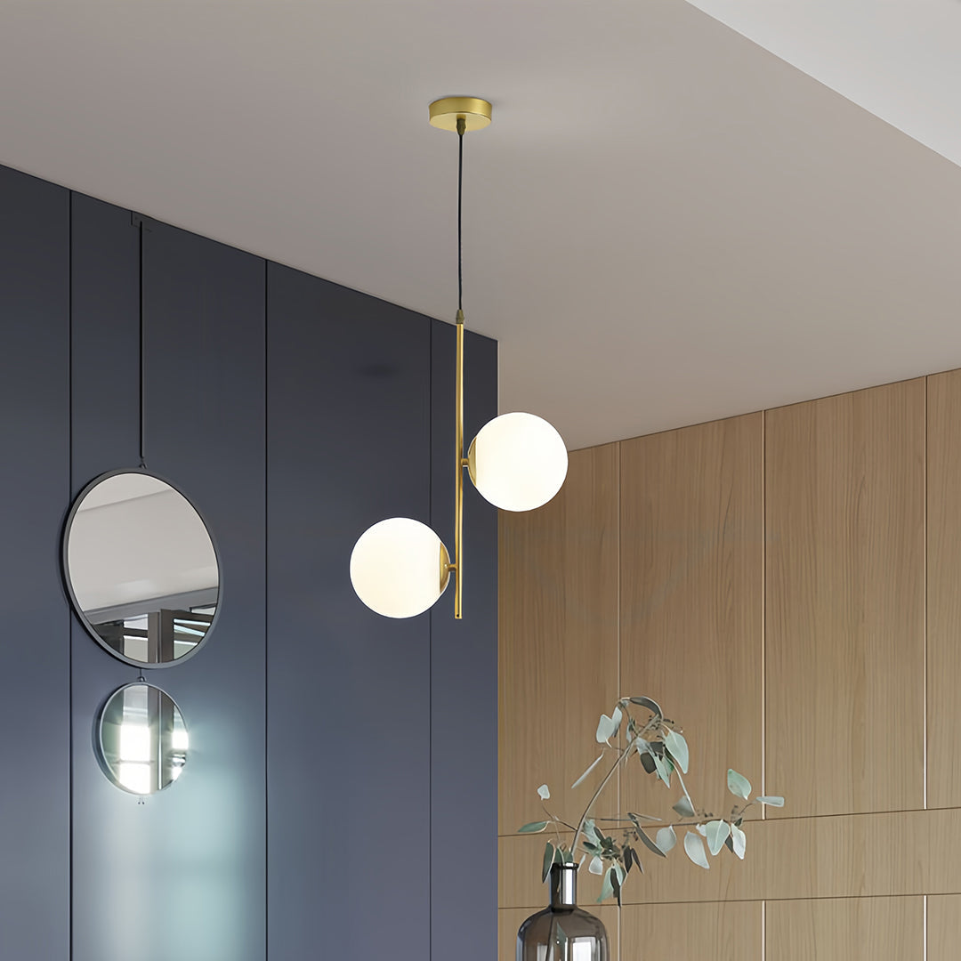 Glass Hanging Pendant Lights Minimalist Double Globes Ceiling Light