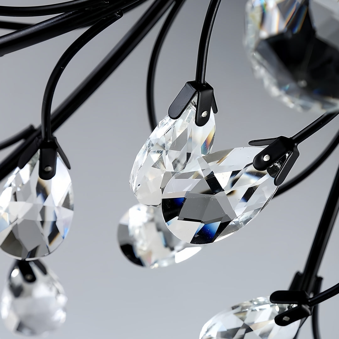 Brass Branch Chandelier Modern Crystal Leaf Ceiling Light