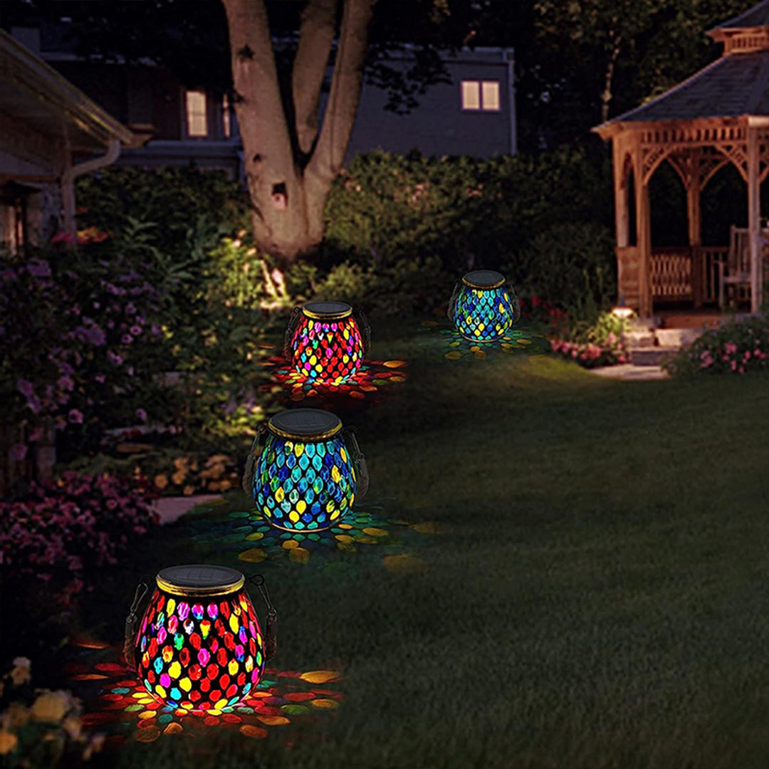 Colored Landscape Lights Solar Glass Mosaic Cup Lamp