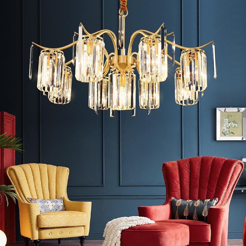 Classical Gold Chandelier Light LED Copper Glass Crystal Modern Chandeliers