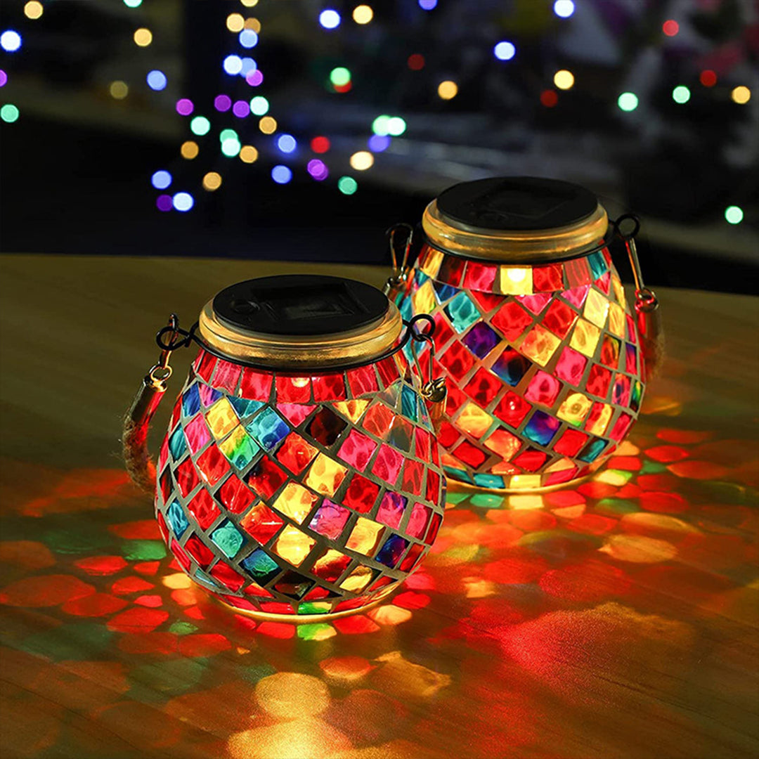 Colored Landscape Lights Solar Glass Mosaic Cup Lamp
