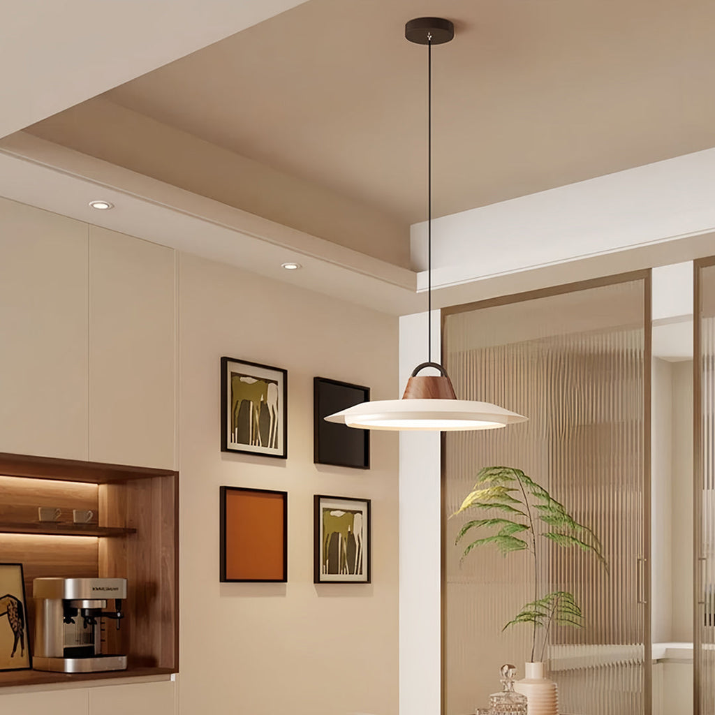 Single Pendant Lights for Kitchen Saucer Shaped Minimalist Light