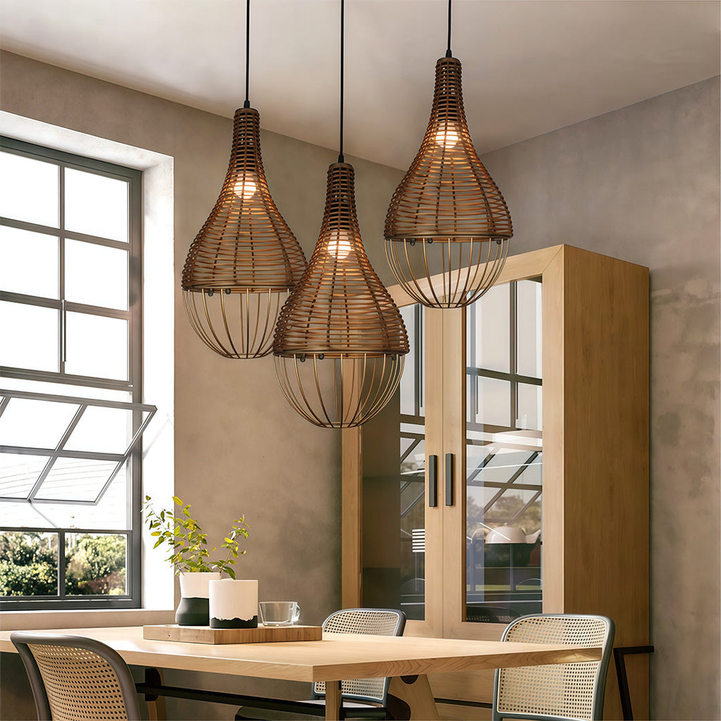 Pendant Rattan Light Shade Retro Industrial Ceiling Light