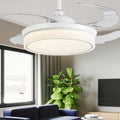 15/19 23-In LED 4 Blades White Retractable Ceiling Fan with Light