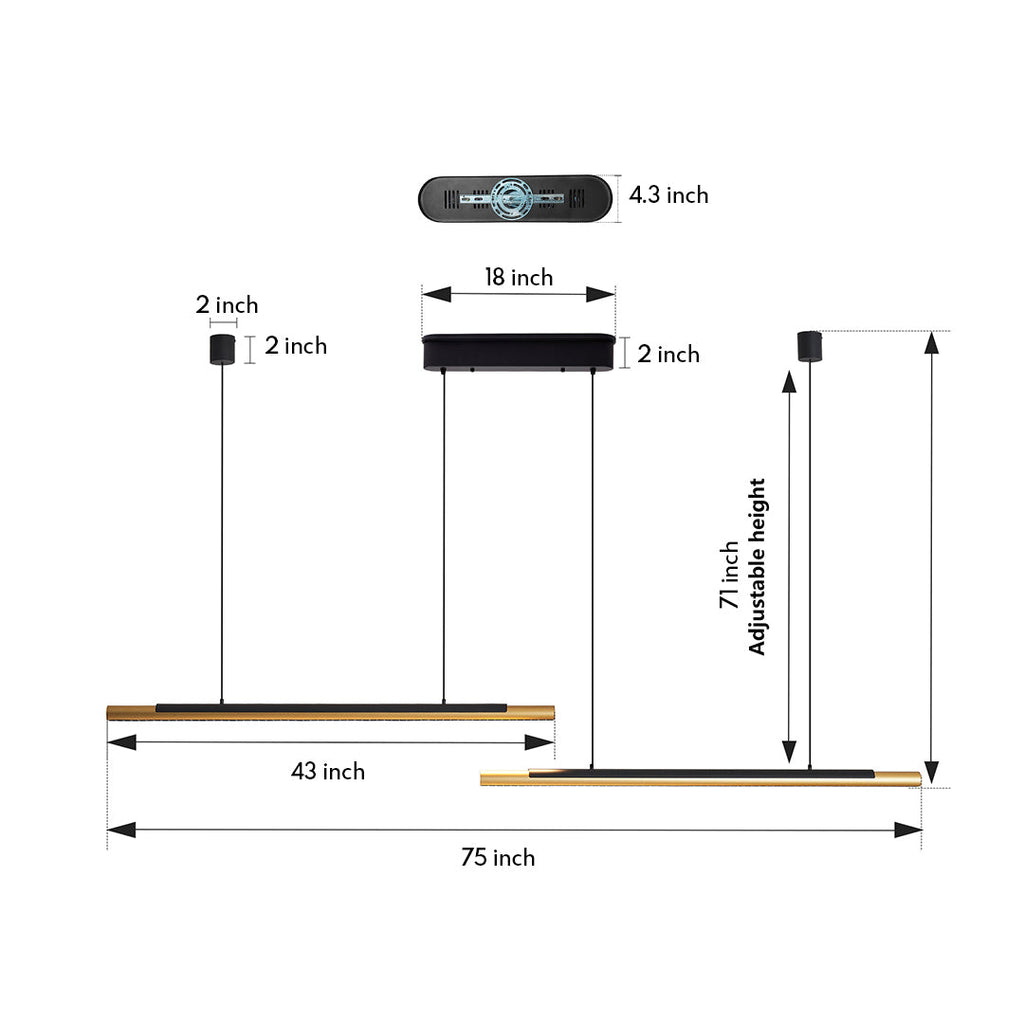 2 Light Linear Pendant Minimalist Dual-Head Ceiling Lights