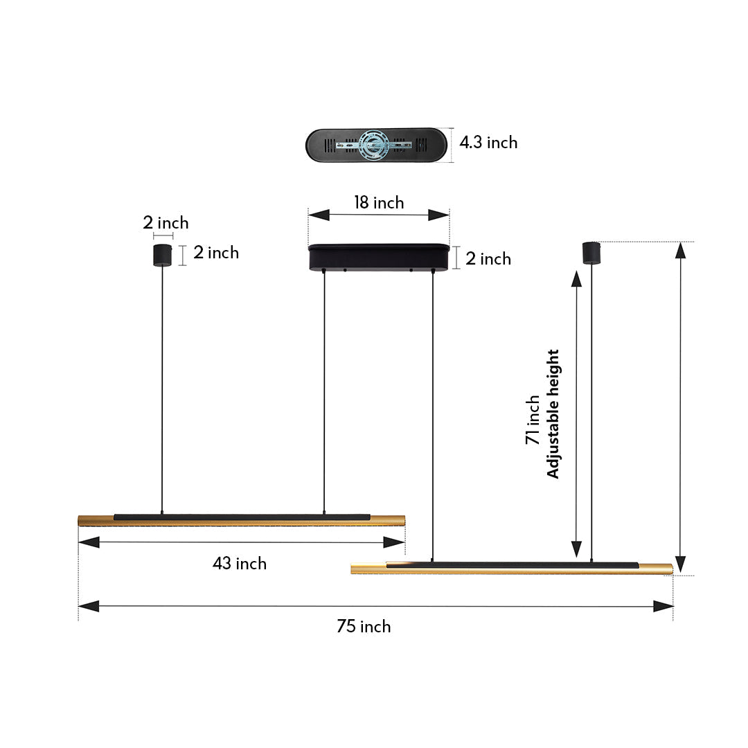2 Light Linear Pendant Minimalist Dual-Head Ceiling Lights