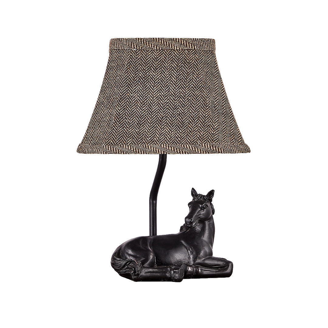 Table Lamp Horse European Style Cloth Lampshade Ambiance Resin Light